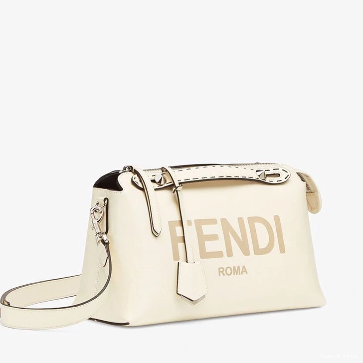 Affordable HOT Calf Bag Leather Medium In Way ROMA Logo White By Fendi The Boston 0711